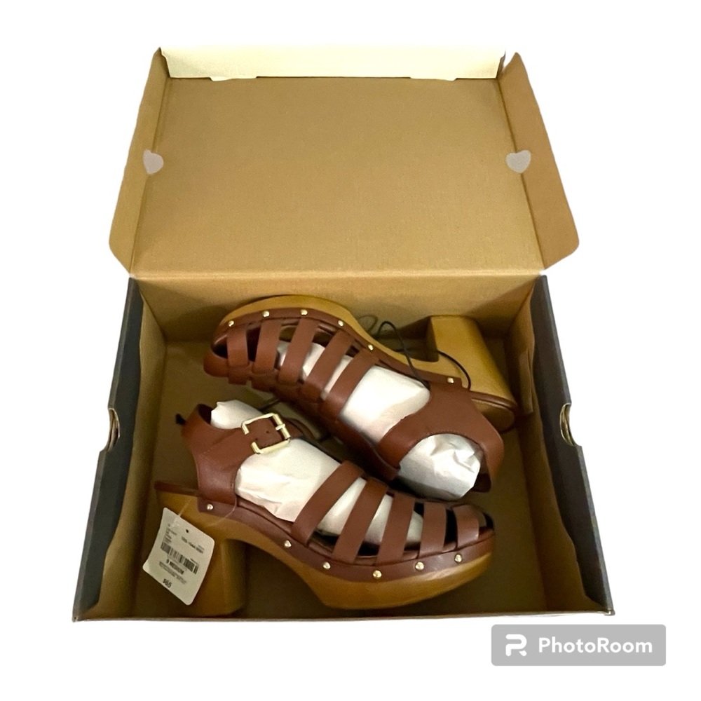 NWT A.N.A Brown Studded Jordan Cognac Strappy Clogs Womens Size 9M - Picture 2 of 8